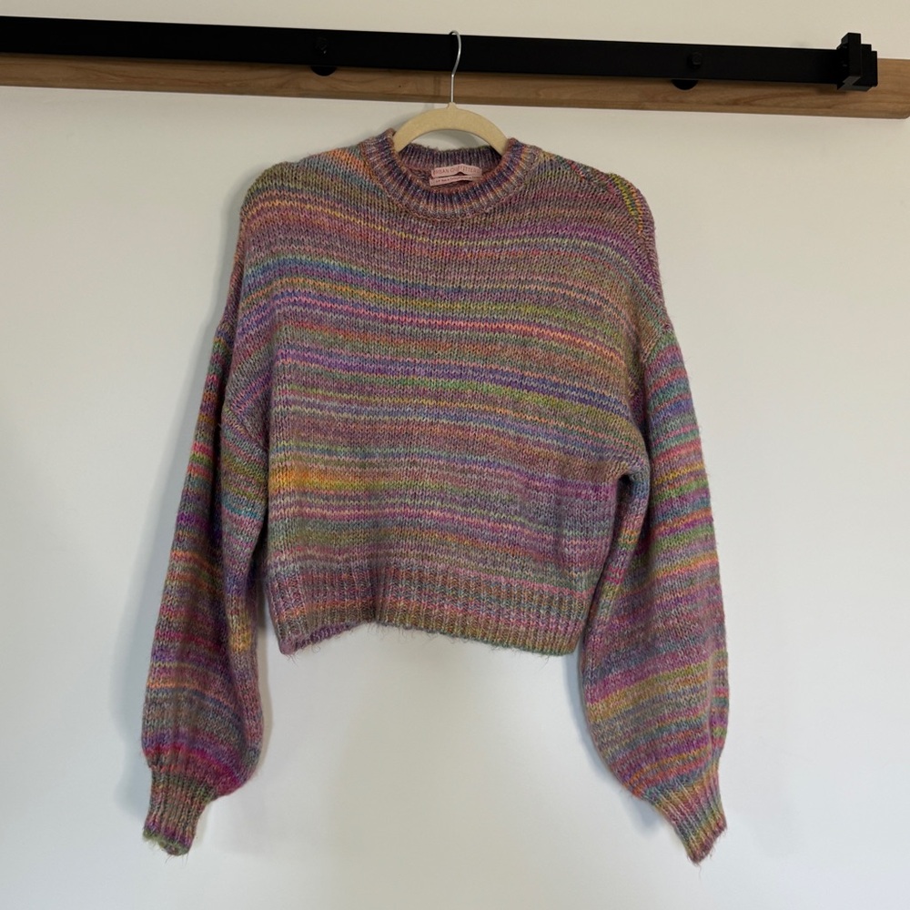Multicolored balloon sleeve sweater